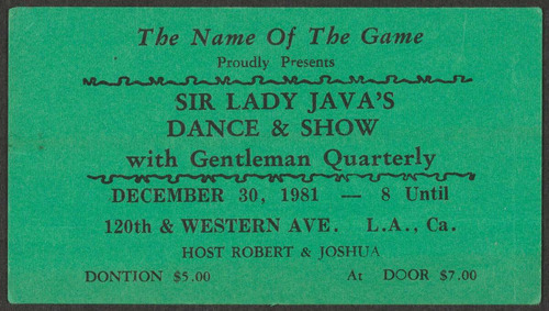 Download the full-sized image of The Name of the Game Proudly Presents "Sir Lady Java's Dance and Show"