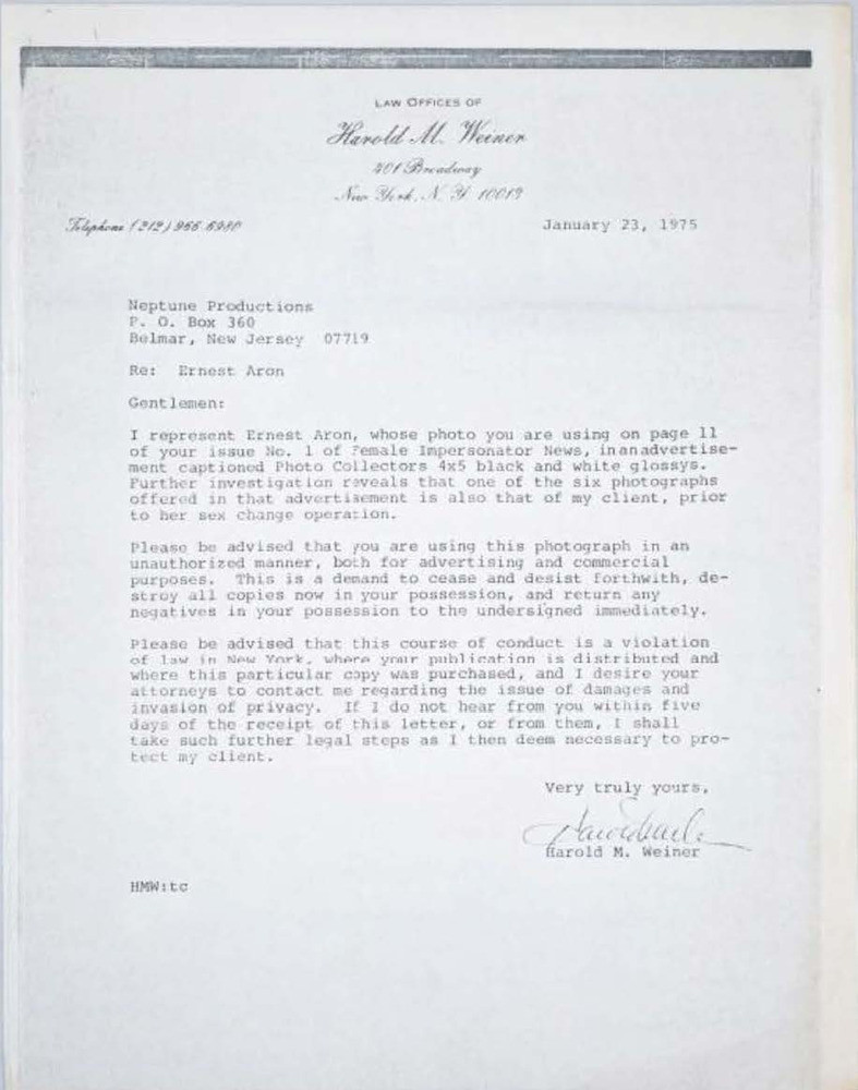 Download the full-sized PDF of Letter regarding Liz Eden to Neptune Productions