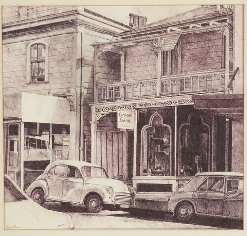 Download the full-sized image of Drawing of Carmen's Curios on Cuba Street