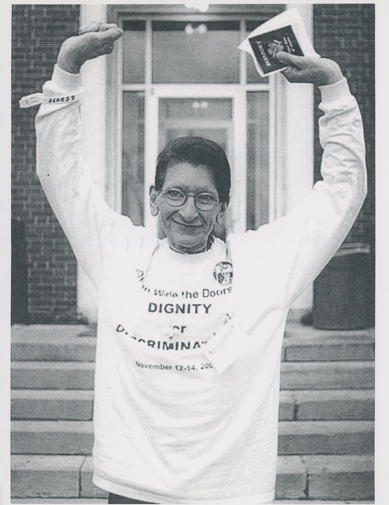 Download the full-sized image of A Photograph of Sylvia Rivera Celebrating Her Release from Jail