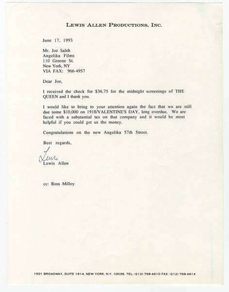 Download the full-sized image of Correspondence, clippings, publicity, press reviews for The Queen