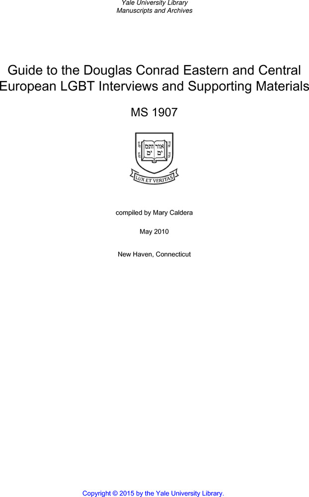 Download the full-sized PDF of Guide to the Douglas Conrad Eastern and Central European LGBT Interviews and Supporting Materials