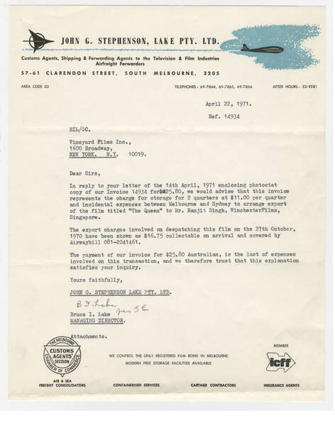 Download the full-sized image of 'Australia' correspondences for The Queen