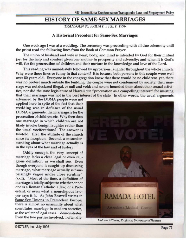 Download the full-sized PDF of History of Same-Sex Marriages: A Historical Precedent for Same-Sex Marriages