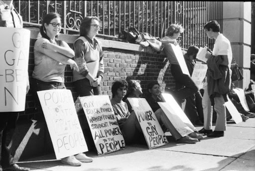 Download the full-sized image of Sylvia Rivera at Gay Liberation Front's Demonstration at Bellevue Hospital, 1970