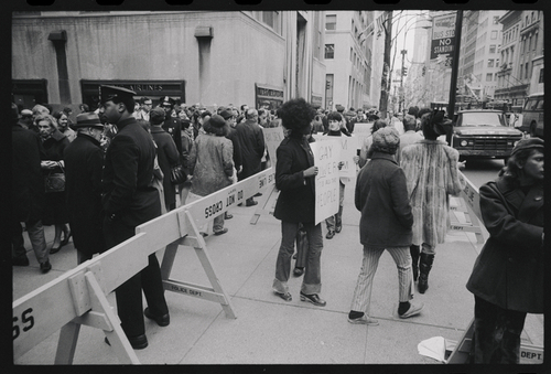 Download the full-sized image of Marsha P. Johnson and Sylvia Rivera Walking at St. Patrick's Cathedral Demonstration