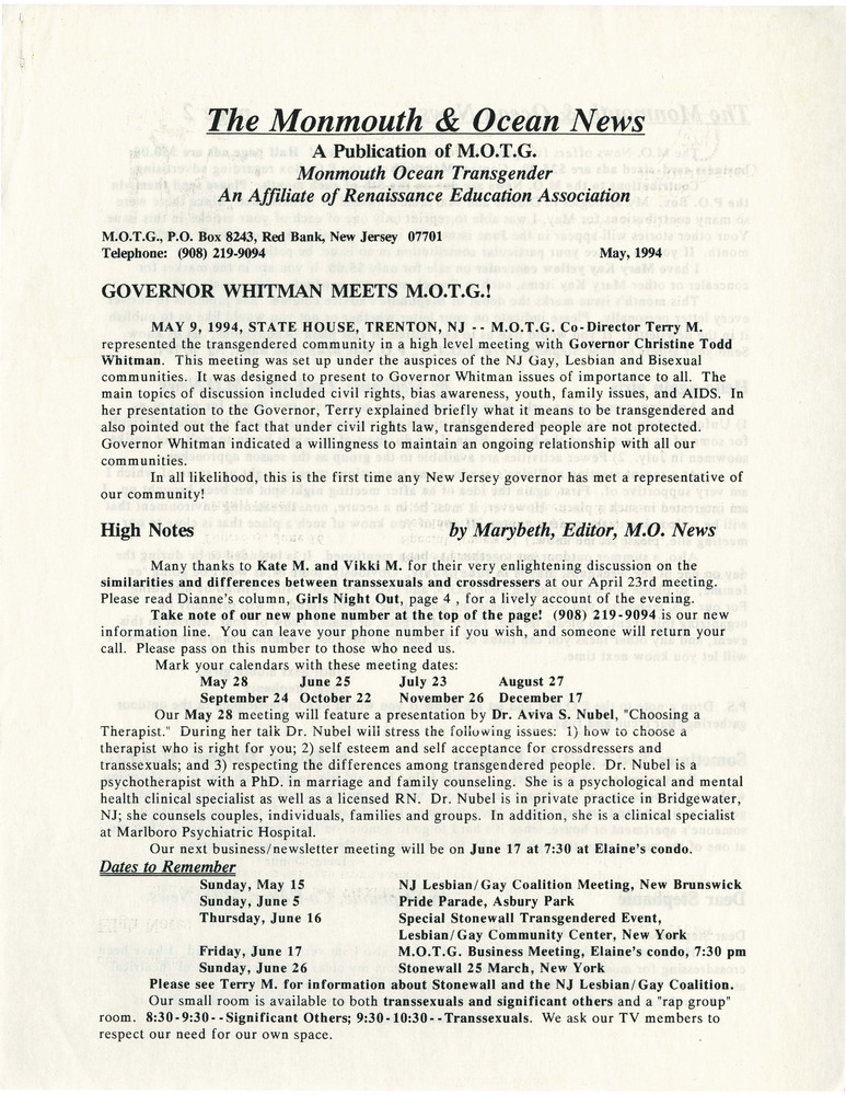 Download the full-sized PDF of The Monmouth & Ocean News (May 1994) 