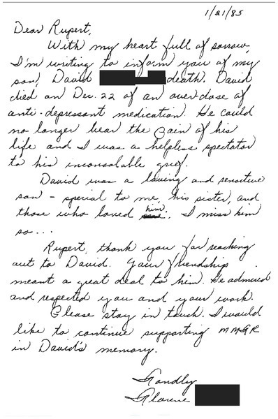 Download the full-sized image of Letter from Florence to Rupert Raj (January 21, 1985)