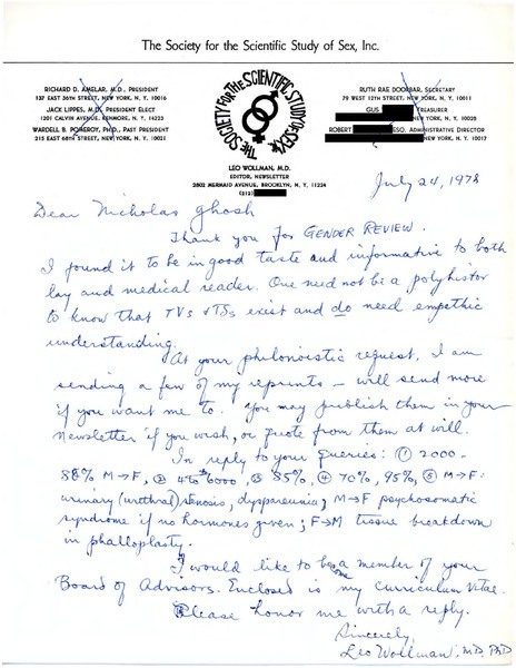 Download the full-sized image of Letter from Dr. Leo Wollman to Rupert Raj (July 24, 1978)