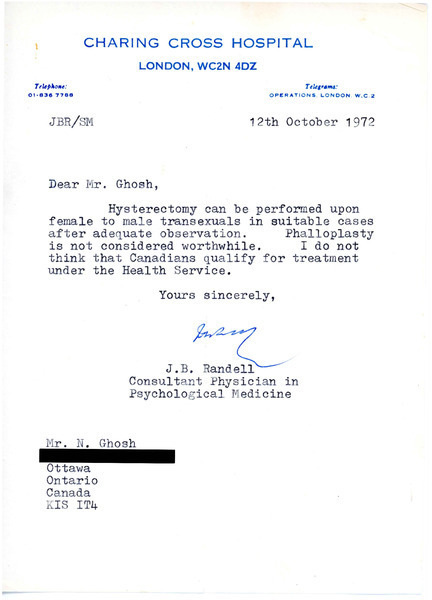 Download the full-sized image of Letter from J.B. Randell to Rupert Raj (October 12, 1972)